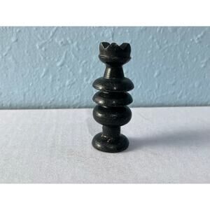 Vintage Black Marble Onyx Chess Rook Replacement Piece Hand Carved Stone
